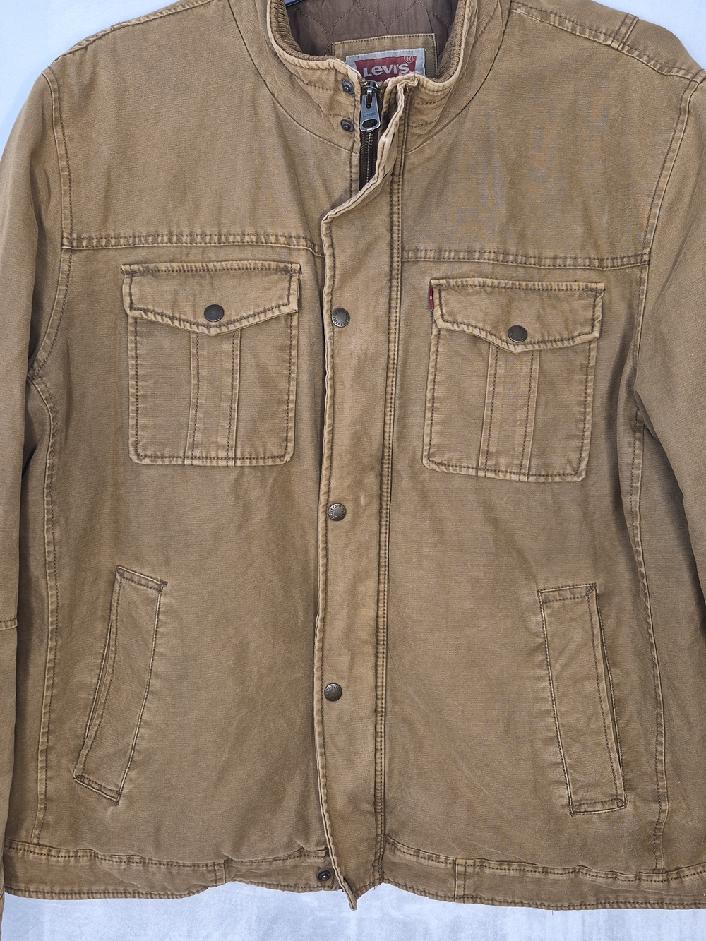 Levi's Quilted Lined Canvas Utility Workwear Field Jacket Tan Mens XXL - Picture 3 of 10